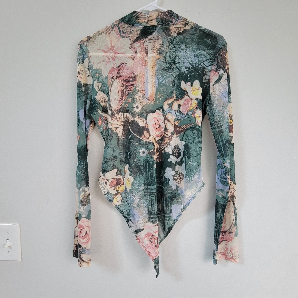 Jolie And Joy Sheer Mesh Bodysuit Women's Size L Artsy Fairy Novelty Eclectic - Picture 2 of 12